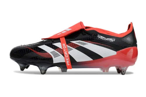Chuteira Adidas Predator 25 Elite Tongue SG - Preto/Vermelho/Branco