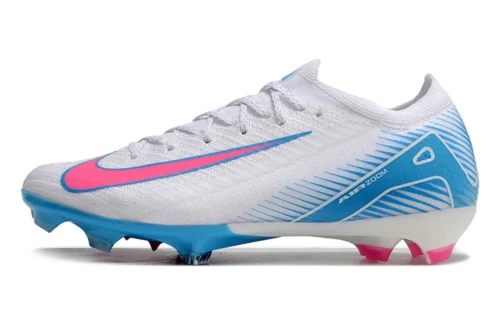 Chuteira Nike Air Zoom Mercurial Vapor 16 Elite FG - Branco/Azul/Rosa