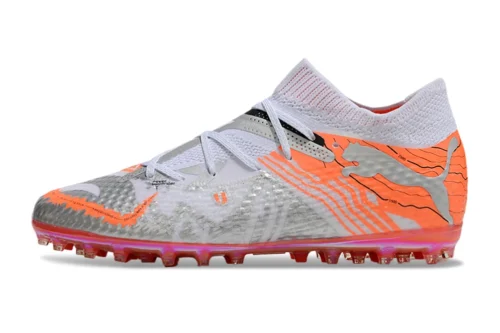 Chuteira Puma Future 7 Match MG - Cinza/Branco/Laranja