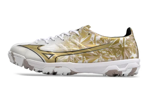 Chuteira Mizuno Alpha Made in Japan Society - Dourado/Branco